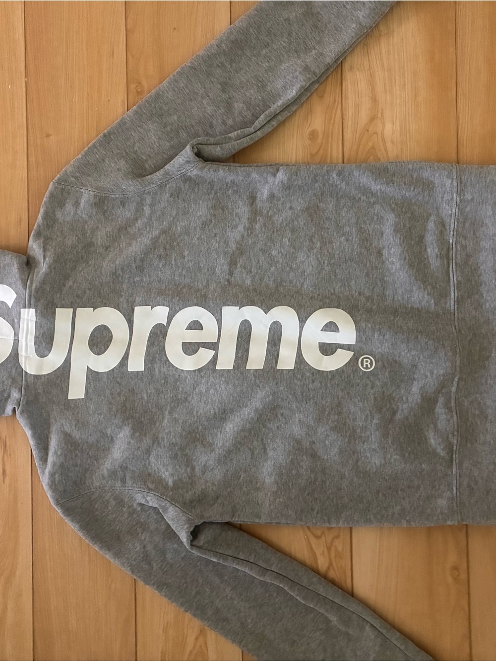 Supreme Grey Crewneck with Large White Logo